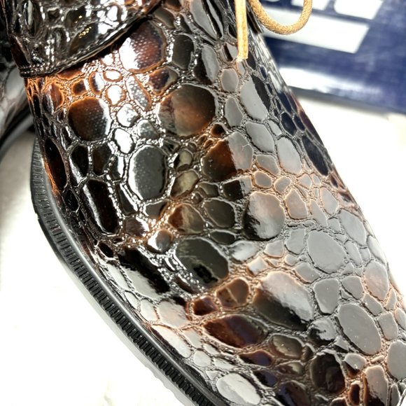 VTG Zoot Suit Faux Alligator Oxford Formal Dark Brown Dress Shoe Rare OOAK NWOT - Picture 4 of 14